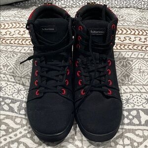 Dr. Martens Black High-Tops with Red Eyelets